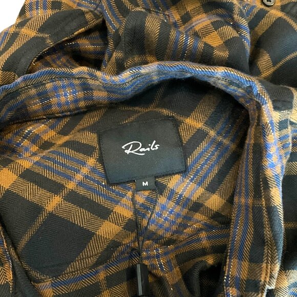 NWT Rails Hunter Shirt Camel Black Lurex Plaid Button Down Size Medium M - Picture 8 of 13